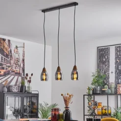 Luminaires Scandinaves-hofstein Suspension Lissade Noir, 3 lumières