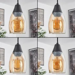 Lampes Vintages & Rétros-hofstein Suspension Lissade Noir, 3 lumières