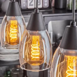 Lampes Vintages & Rétros-hofstein Suspension Lissade Noir, 3 lumières