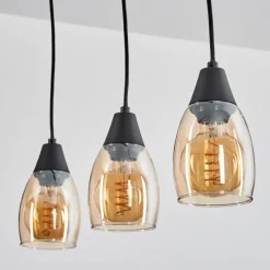 Lampes Vintages & Rétros-hofstein Suspension Lissade Noir, 3 lumières