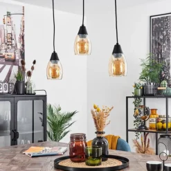 Lampes Vintages & Rétros-hofstein Suspension Lissade Noir, 3 lumières