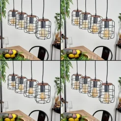 Lampes Industrielles-hofstein Suspension Loedingen Brun, Noir, 4 lumières