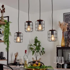 Lampes Industrielles-hofstein Suspension Loedingen Brun, Noir, 4 lumières