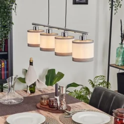 Lampes En Tissu-hofstein Suspension Lohobe Chrome, Noir, 4 lumières