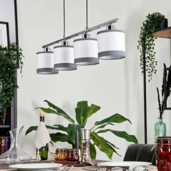 Lampes En Tissu-hofstein Suspension Lohobe Chrome, Noir, 4 lumières