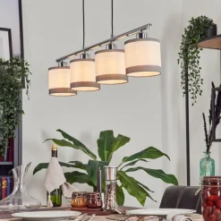 Lampes En Tissu-hofstein Suspension Lohobe Chrome, Noir, 4 lumières