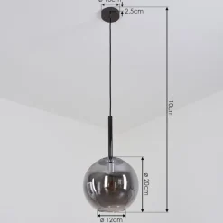 Suspension Verre Fumé-hofstein Suspension Loiulo Nickel mat, Argenté, 1 lumière