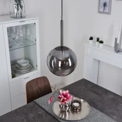 Suspension Verre Fumé-hofstein Suspension Loiulo Nickel mat, Argenté, 1 lumière