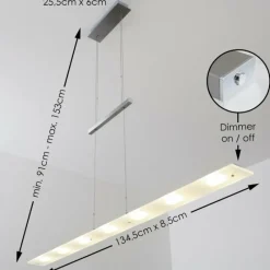 hofstein Suspension Lourdes LED Chrome, Nickel mat, 7 lumières