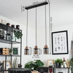 Suspension Verre Fumé-hofstein Suspension Loursin Noir, 3 lumières