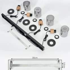 Suspension Verre Fumé-hofstein Suspension Loursin Noir, 4 lumières