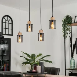 Suspension Verre Fumé-hofstein Suspension Loursin Noir, 4 lumières