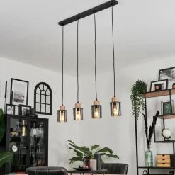 Suspension Verre Fumé-hofstein Suspension Loursin Noir, 4 lumières