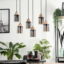 Suspension Verre Fumé-hofstein Suspension Loursin Noir, 6 lumières