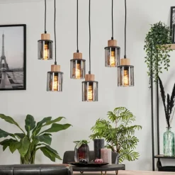 Suspension Verre Fumé-hofstein Suspension Loursin Noir, 6 lumières