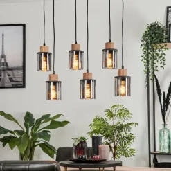 Suspension Verre Fumé-hofstein Suspension Loursin Noir, 6 lumières