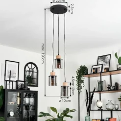 Suspension Verre Fumé-hofstein Suspension Loursin Noir, 3 lumières