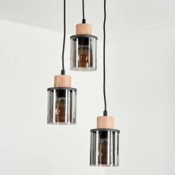 Suspension Verre Fumé-hofstein Suspension Loursin Noir, 3 lumières