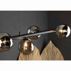 Suspension Verre Fumé-Luce Design Suspension NEPTUN Noir, 6 lumières