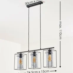 hofstein Suspension Lucea Noir, 3 lumières