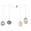 Suspension Verre Fumé-Luce Design Suspension Luce-Design Greenwich Chrome, 4 lumières