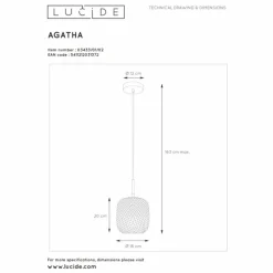 Lampes Dorées-Luminaires Lucide Suspension Lucide AGATHA Or, Laiton, 1 lumière