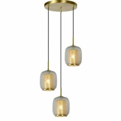 Luminaires Lucide Suspension Lucide AGATHA Or, Laiton, 3 lumières