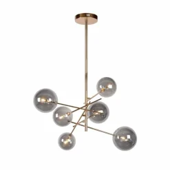 Lampes Dorées-Luminaires Lucide Suspension Lucide ALARA LED Or, 6 lumières