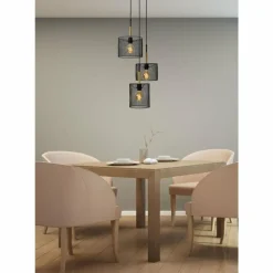 Lampes Vintages & Rétros-Luminaires Lucide Suspension Lucide BASKETT Noir, 3 lumières