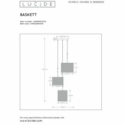 Lampes Vintages & Rétros-Luminaires Lucide Suspension Lucide BASKETT Noir, 3 lumières