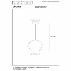 Suspension Verre Fumé-Luminaires Lucide Suspension Lucide COOPER Noir, 1 lumière