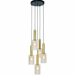 Luminaires Lucide Suspension Lucide CORALIE Laiton, 5 lumières