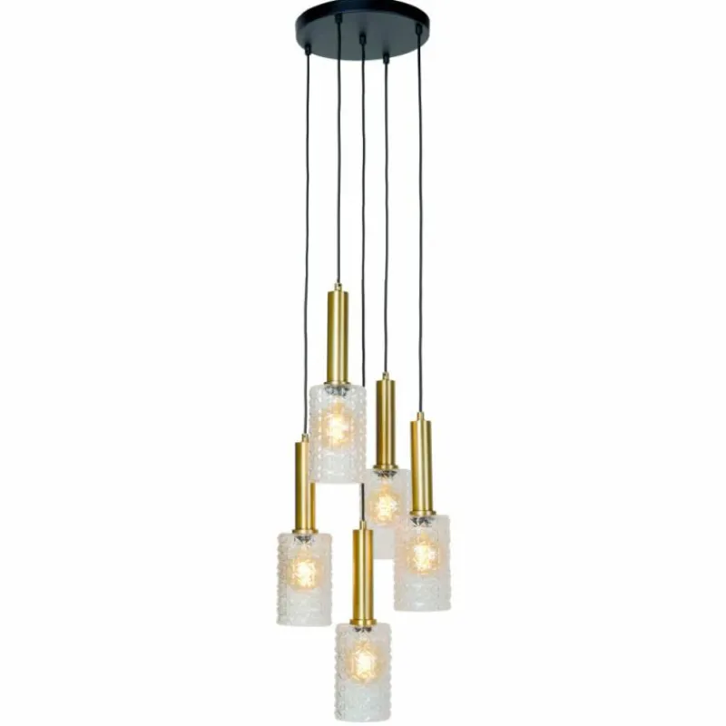 Luminaires Lucide Suspension Lucide CORALIE Laiton, 5 lumières