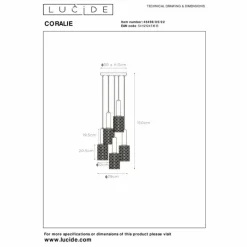 Lampes Dorées-Luminaires Lucide Suspension Lucide CORALIE Noir, 5 lumières