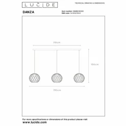 Lampes Dorées-Luminaires Lucide Suspension Lucide DANZA Noir, 3 lumières