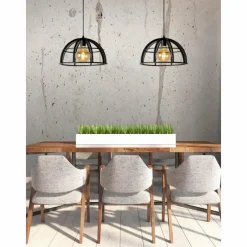 Lampes Vintages & Rétros-Luminaires Lucide Suspension Lucide DIKRA Noir, 2 lumières
