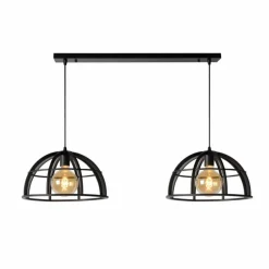Lampes Vintages & Rétros-Luminaires Lucide Suspension Lucide DIKRA Noir, 2 lumières