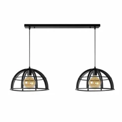 Lampes Vintages & Rétros-Luminaires Lucide Suspension Lucide DIKRA Noir, 2 lumières