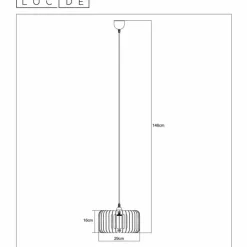 Luminaires Scandinaves-Luminaires Lucide Suspension Lucide ETTA Bois foncé, 1 lumière