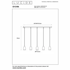 Luminaires Lucide Suspension Lucide EVORA Noir, 5 lumières* Suspensions