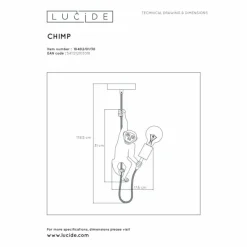 Lampes Dorées-Luminaires Lucide Suspension Lucide EXTRAVAGANZA CHIMP Noir, 1 lumière