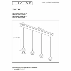 Luminaires Lucide Suspension Lucide FAVORI Noir, 4 lumières* Suspensions