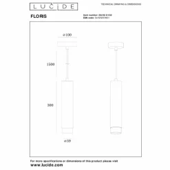 Lampes Dorées-Luminaires Lucide Suspension Lucide FLORIS Noir, 1 lumière