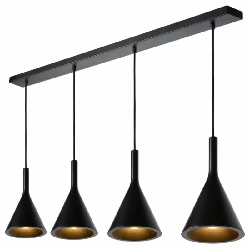 Luminaires Scandinaves-Luminaires Lucide Suspension Lucide GIPSY Noir, 4 lumières