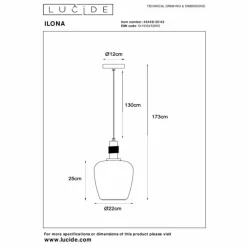 Luminaires Lucide Suspension Lucide ILONA Noir, 1 lumière