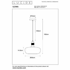 Luminaires Lucide Suspension Lucide ILONA Noir, 1 lumière