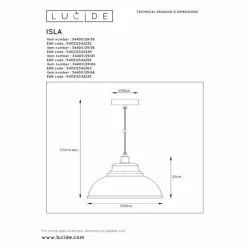 Lampes Industrielles-Luminaires Lucide Suspension Lucide ISLA Gris, 1 lumière