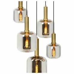 Lampes Dorées-Luminaires Lucide Suspension Lucide JOANET Or, Gris, Laiton, Noir, 5 lumières