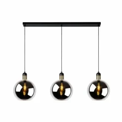 Suspension Verre Fumé-Luminaires Lucide Suspension Lucide JULIUS Noir, 3 lumières
