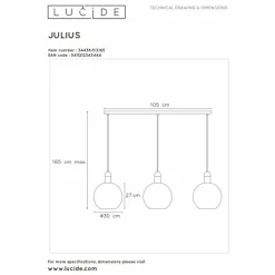 Suspension Verre Fumé-Luminaires Lucide Suspension Lucide JULIUS Noir, 3 lumières